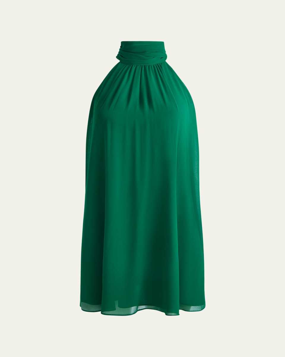Corine Halter Tie-Neck Trapeze Mini Dress